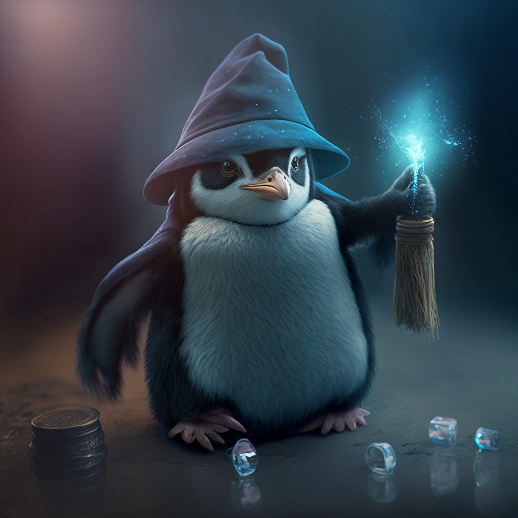 A_cute_wizard_penguin_casts_an_ice_spell_in_the_dire